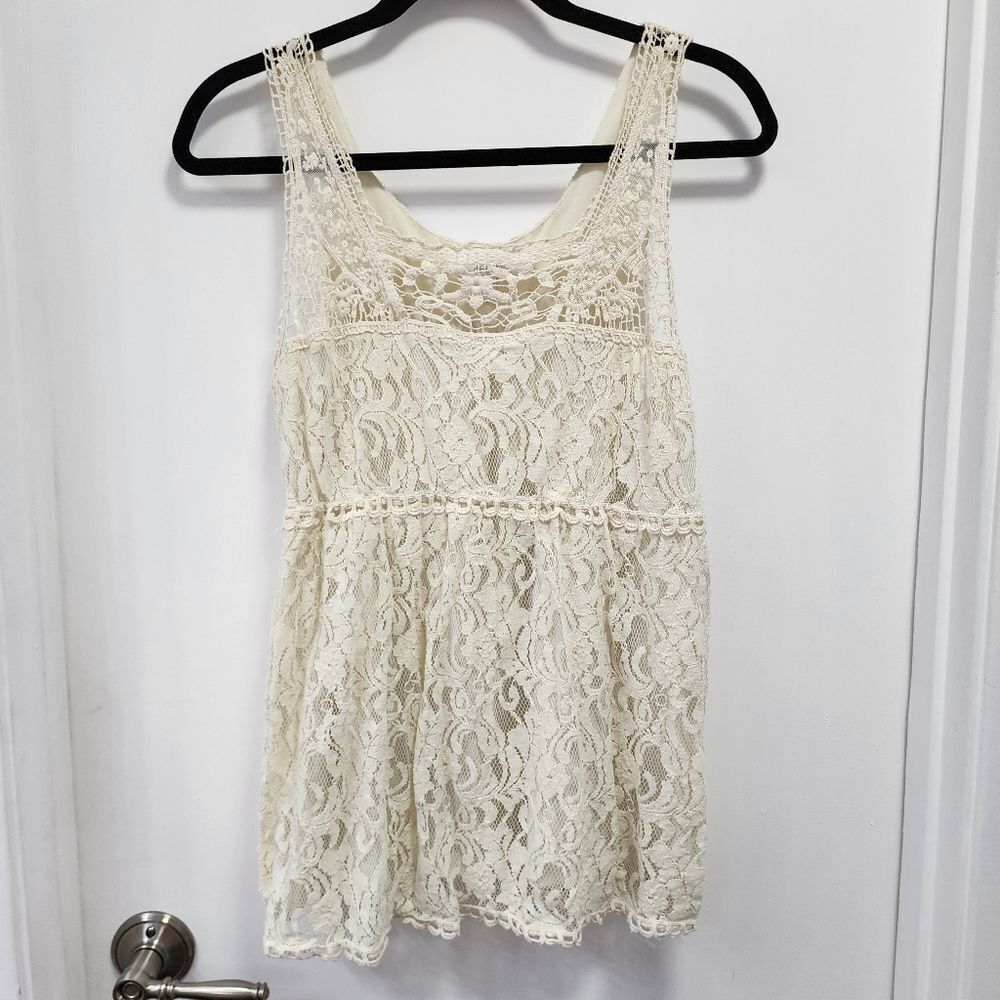 Delia's off white lace track blouse XL